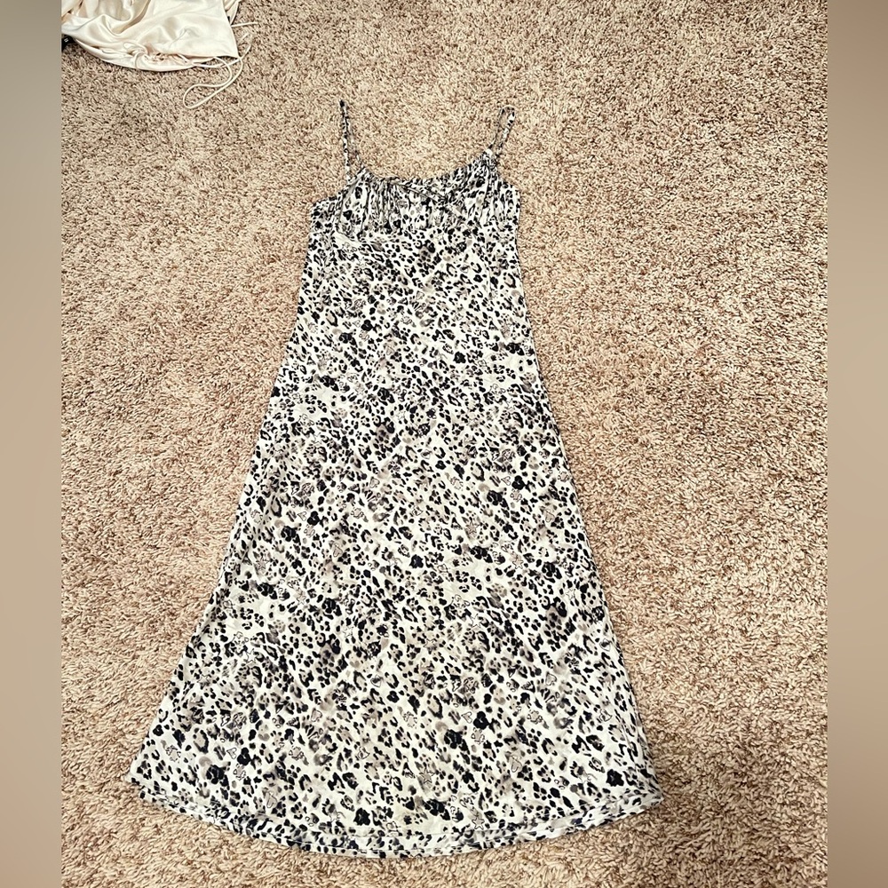 Black/Grey/White Cheetah Print Maxi Dress